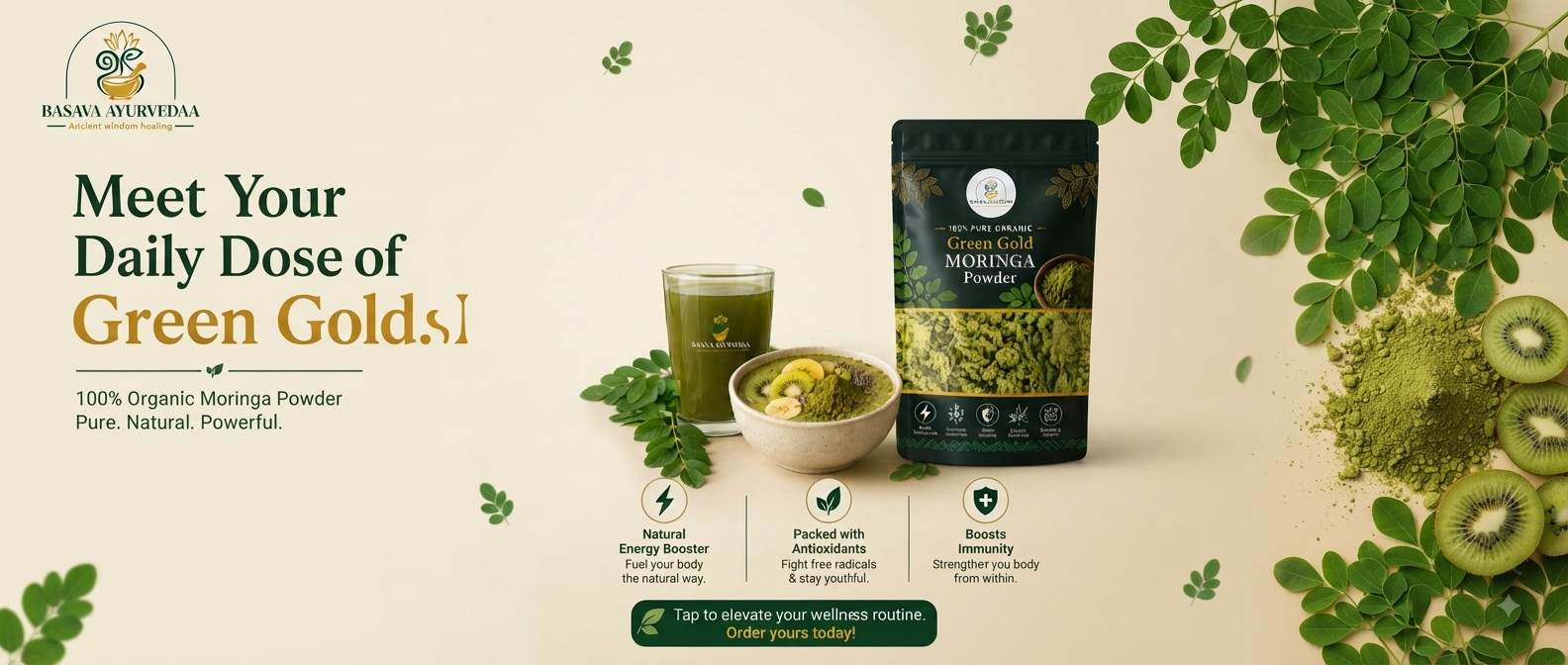 100% natural moringa powder from basavaayurvedaa